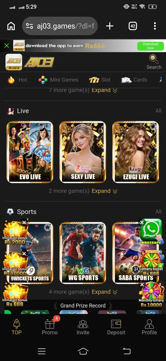 AJ03 Live Dealers and Sports