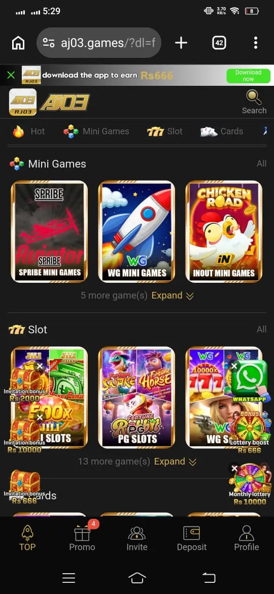 AJ03 Mini Games and Slots