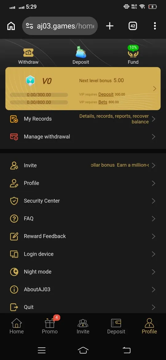 AJ03 VIP Profile & User Dashboard